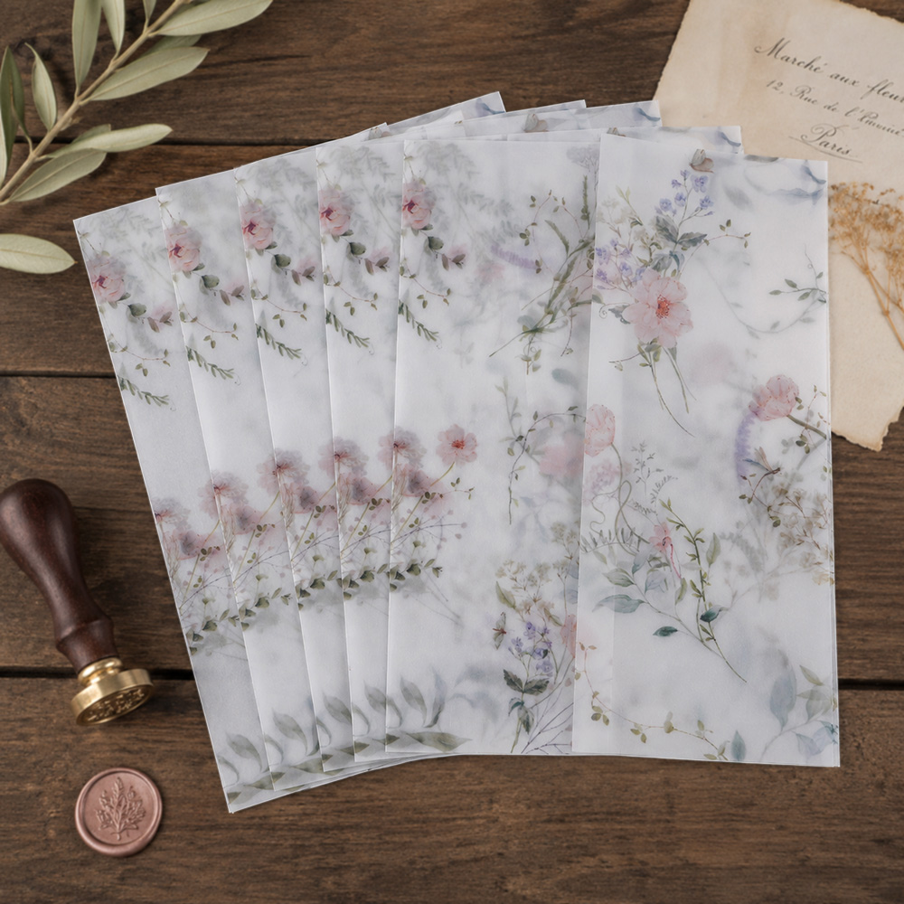 Wedding Envelopes - 20/50 Buah Pembungkus Vellum dengan Bunga