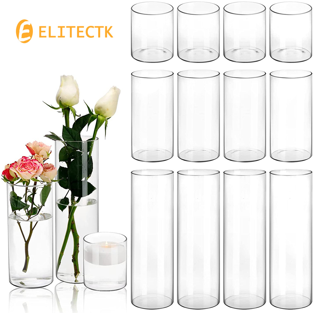 Centerpiece Vase Tall - Vas kaca silinder Hurricane tempat lilin