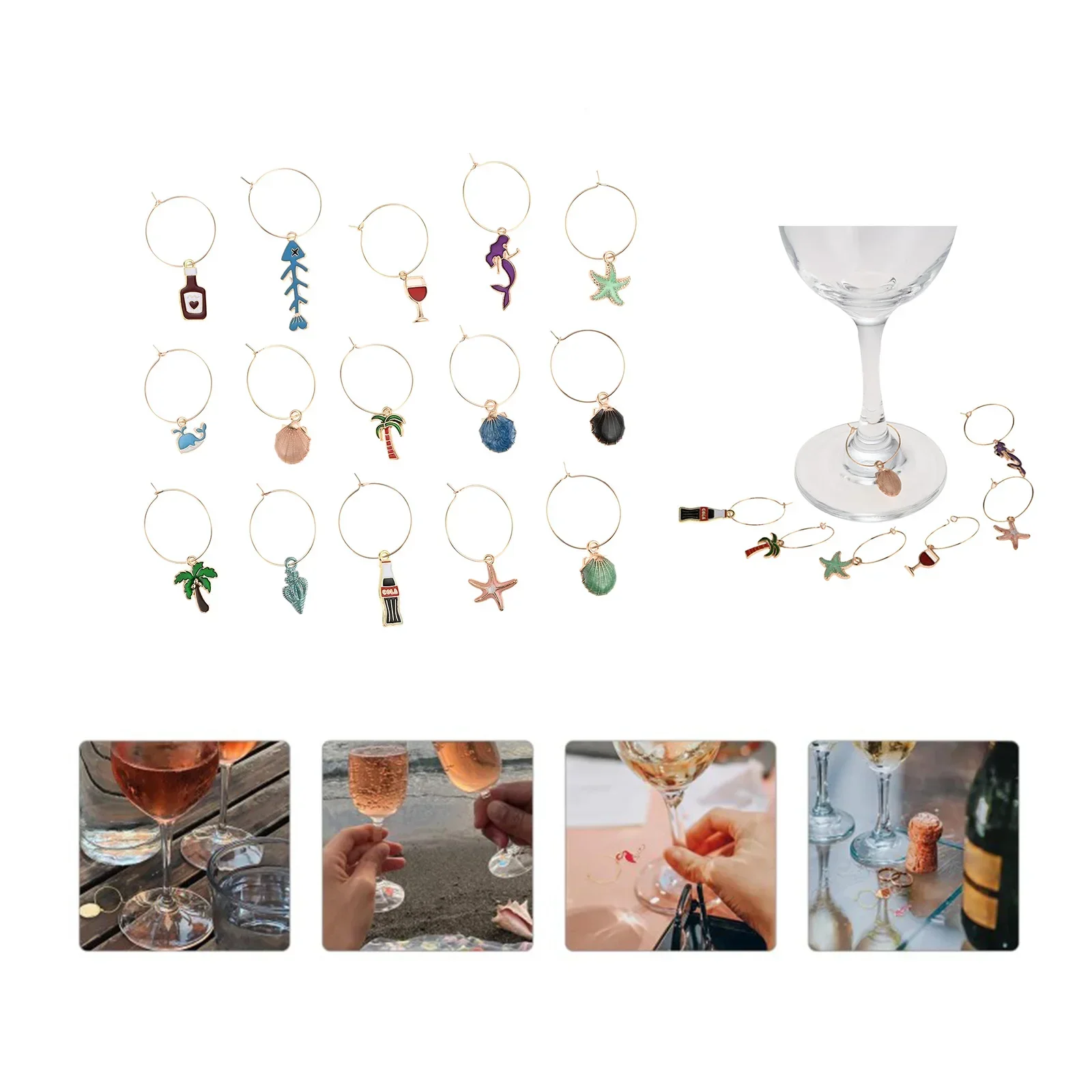 15 buah penanda kaca anggur de - Wedding Fountain ulasan dan harga